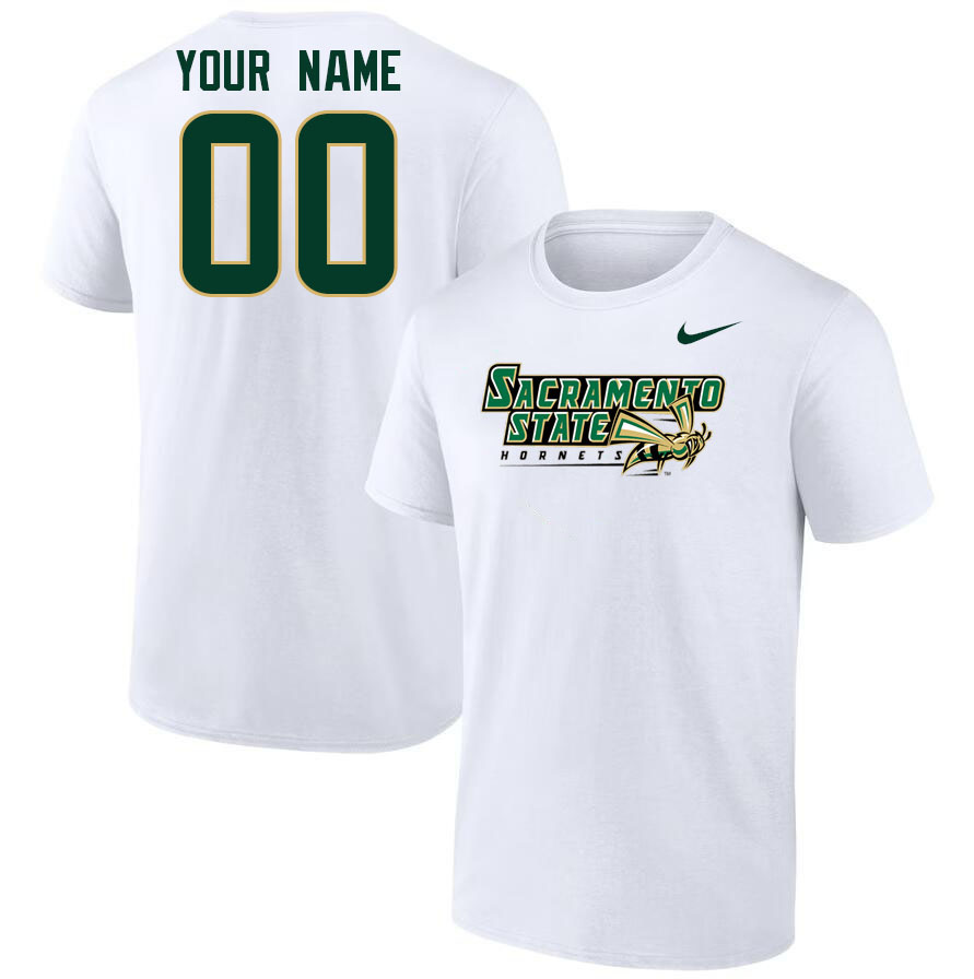Custom Sacramneto State Hornets Name And Number Tshirts-White